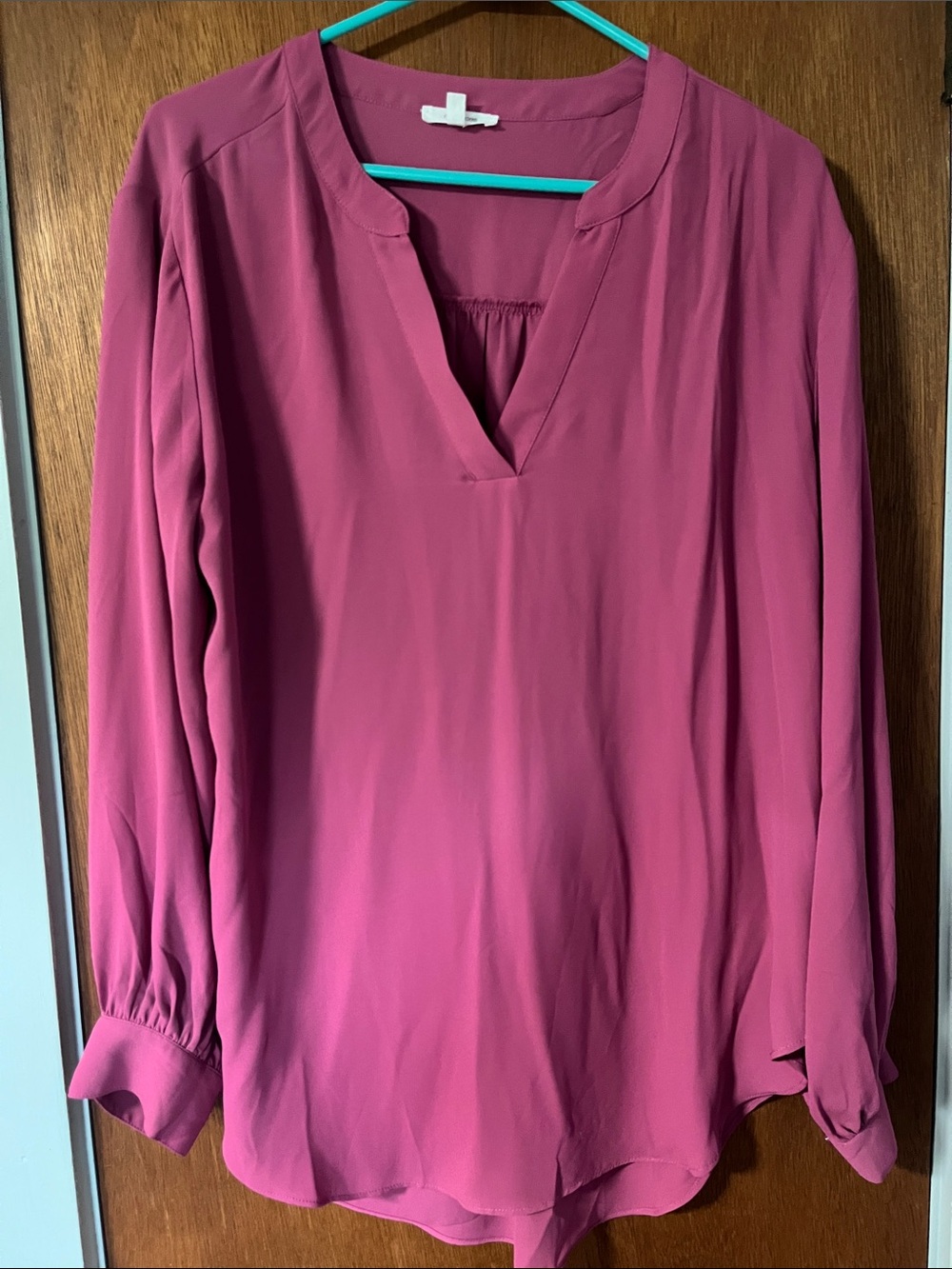 Maurices Rose-Pink V-Neck Long Sleeve Tunic Blouse